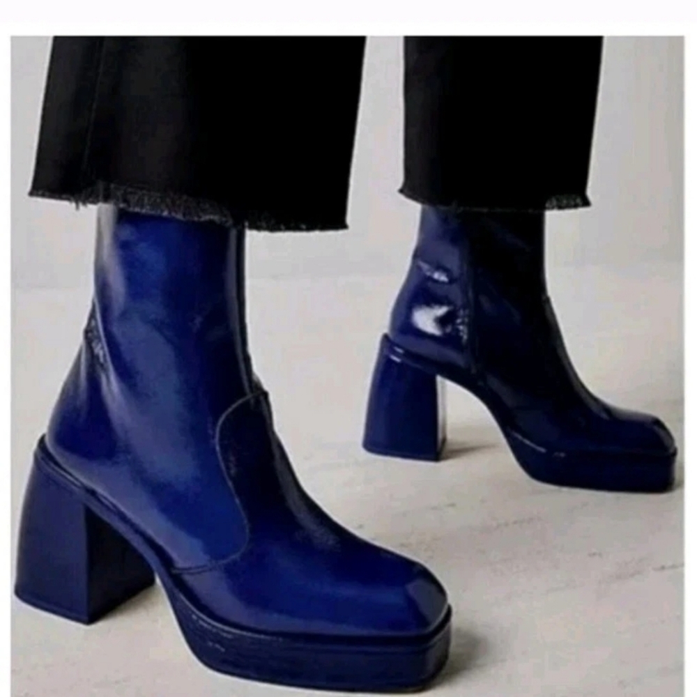 FREE PEOPLE Ruby Shine Platform Boots Blue 7.5